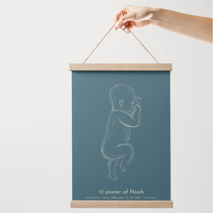 Geboorteposter schaal 1:1 - 50x70 cm